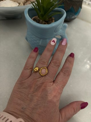 Anillo Acero Ajustable Dorado y Rosa