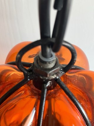 Lanterna Veneziana Vetro Arancio e Metallo Nero