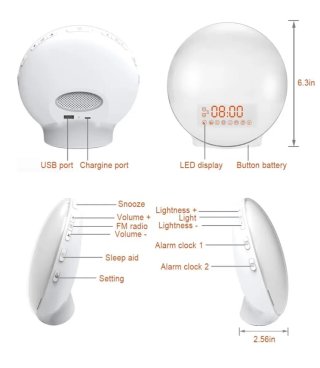 Despertador LED luz ambiental naranja