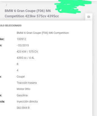 DESPIECE COMPLETO BMW M6 GRAND COUPE COMPETITION