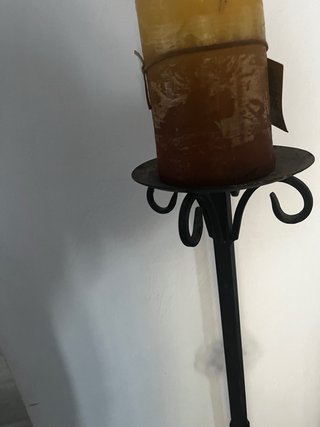 Candelabro de pie forja antiguo