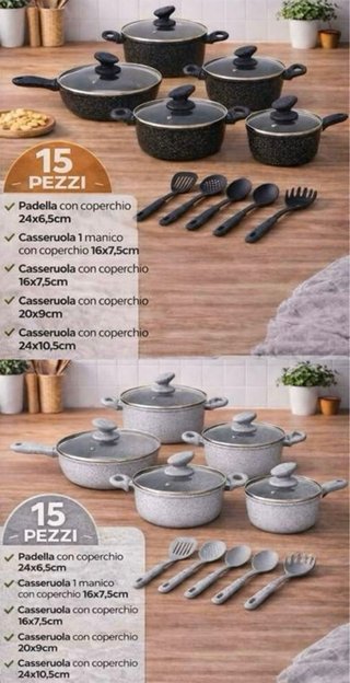 Batteria pentole 15 pezzi antiaderente