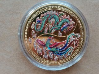Moneda Dragón y Fénix Yin Yang