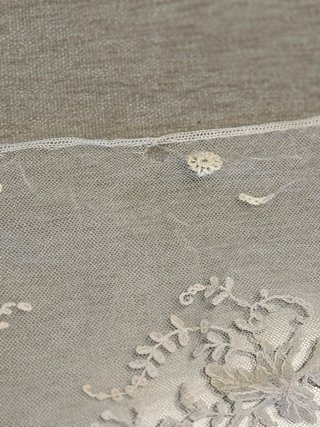 Antiguo encaje Bruselas con aplicación aguja