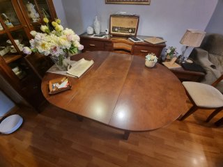 Mesa redonda extensible 120-160 cm, maciza..
