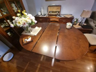 Mesa redonda extensible 120-160 cm, maciza..