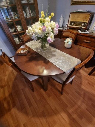 Mesa redonda extensible 120-160 cm, maciza..