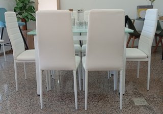 Mesa ̈Extensible ̈ + 6 Sillas ·Blancas. ECONÓMICA!