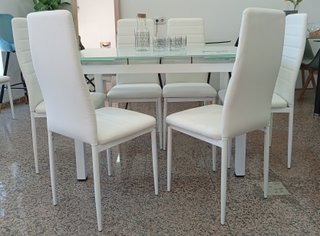 Mesa ̈Extensible ̈ + 6 Sillas ·Blancas. ECONÓMICA!