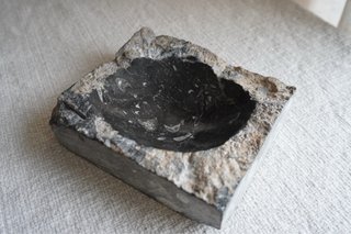 Ciotola Fossile in Pietra Nera e Grigia