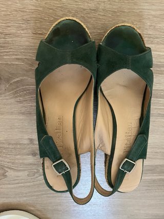 Cuñas Verdes Verano Tiras Rayadas Calzado de Elda