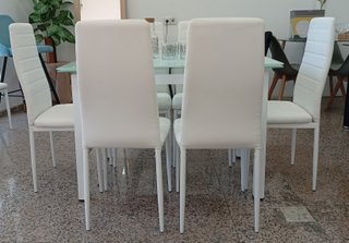 Mesa ̈Extensible ̈ + 6 Sillas ·Blancas. ECONÓMICA!