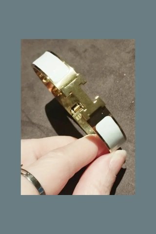 Pulsera Hermès H Dorada Blanca L 19 cm
