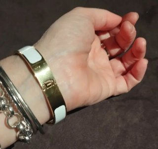 Pulsera Hermès H Dorada Blanca L 19 cm