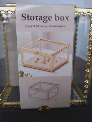 Caja joyero metal dorado y cristal