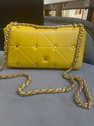 Bolso Piel Purificación García Amarillo Dorado