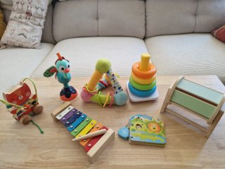Lote Juguetes Bebé Madera y Tela
