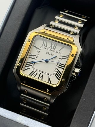 Seiko Mod Santos Bimetal Blanco