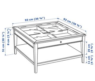 Mesa de centro cuadrada con cristal