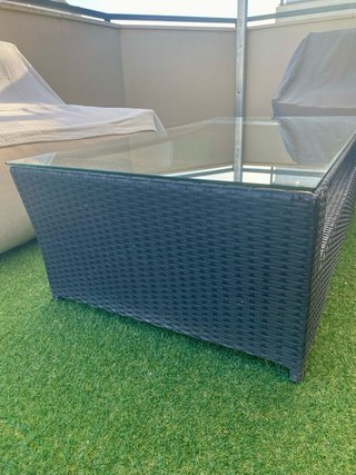 Mesa ratán y cristal