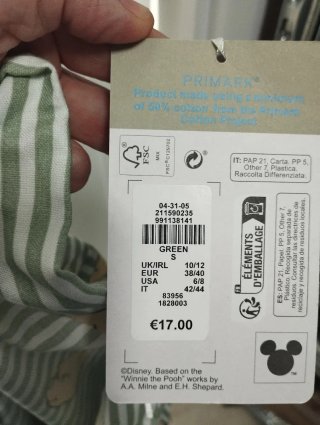 Pijama Winnie the Pooh Disney Talla XS y S