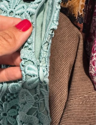 Falda Zara encaje turquesa