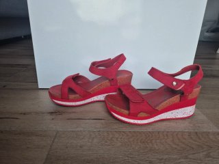 Sandalias Plataforma Rojas Mujer.