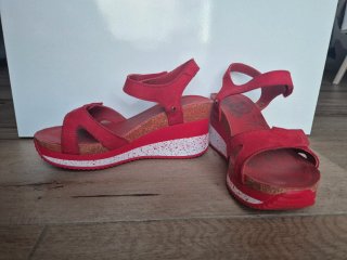 Sandalias Plataforma Rojas Mujer.