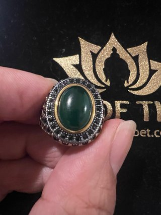 Anello Acciaio Inox Pietra Naturale Verde Zircone