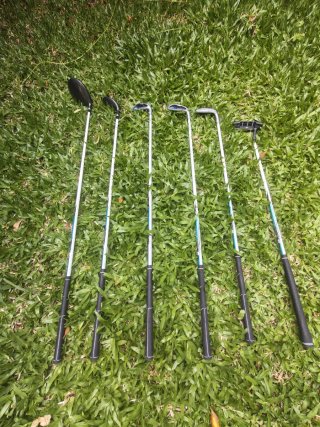 Palos de golf Junior Wilson con bolsa y carrito