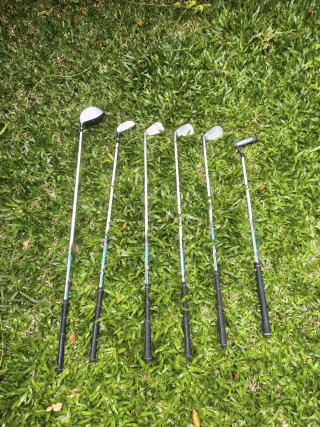 Palos de golf Junior Wilson con bolsa y carrito