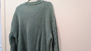 Jersey Zara Trenzado Efecto Lavado Azul Verde M