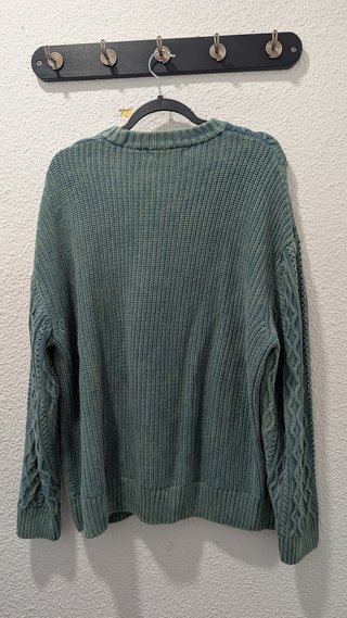 Jersey Zara Trenzado Efecto Lavado Azul Verde M