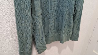 Jersey Zara Trenzado Efecto Lavado Azul Verde M