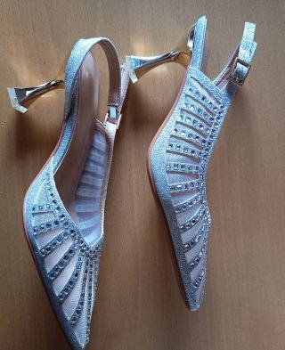 Sandalias de fiesta tacón plateadas