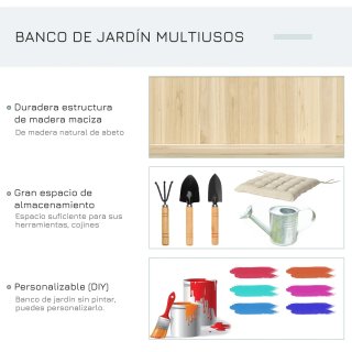 Banco de Jardín Baúl Almacenaje Madera