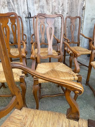 Sedie da pranzo in legno e iuta