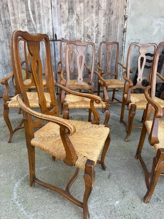 Sedie da pranzo in legno e iuta