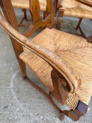 Sedie da pranzo in legno e iuta