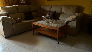 Sofá modular beige y marrón