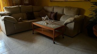 Sofá modular beige y marrón