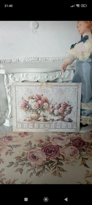 Quadro miniatura stile Shabby Chic casa bambole