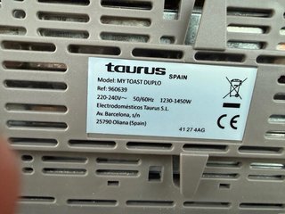 Tostador Taurus My Toast Duplo Blanco