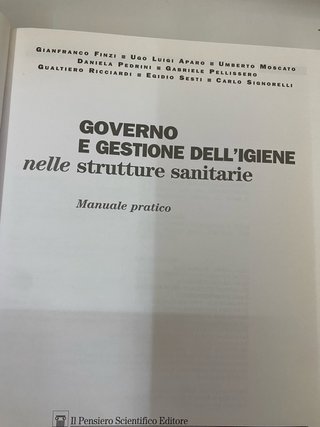 Governo e gestione dell’igiene nelle strutture