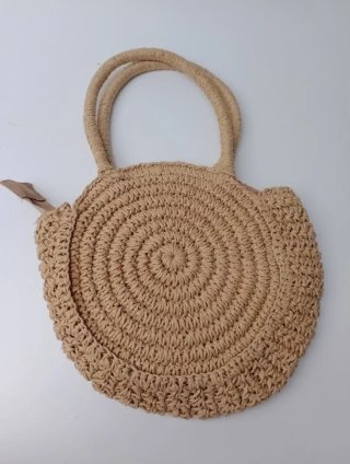 Bolso redondo Lefties rafia beige