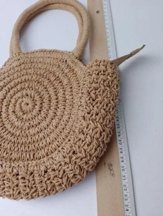 Bolso redondo Lefties rafia beige