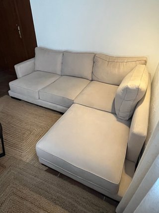 Sofá chaise longue beige tela