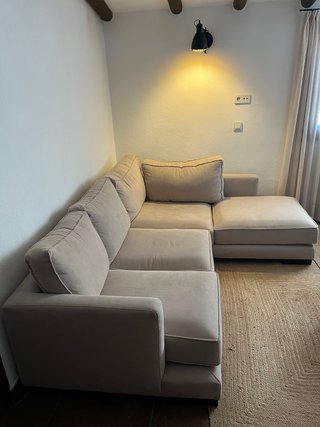 Sofá chaise longue beige tela