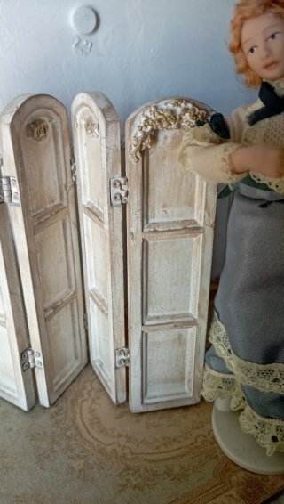Separé paravento casa bambole Shabby Chic 1:12