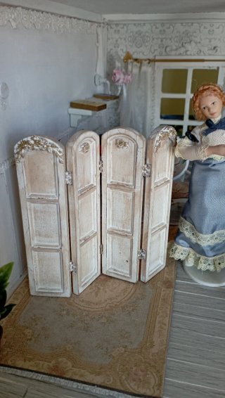 Separé paravento casa bambole Shabby Chic 1:12